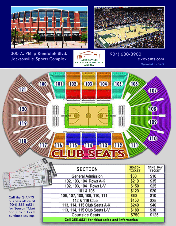 Jacksonville Veterans Memorial Arena Club Level Seating Chart